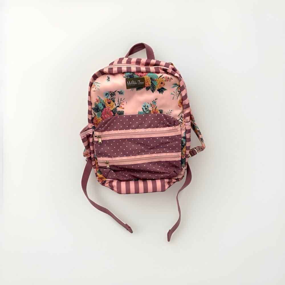 Matilda Jane Backpack Wonderment Pink Floral Dreams Print Purple Polka Dot
